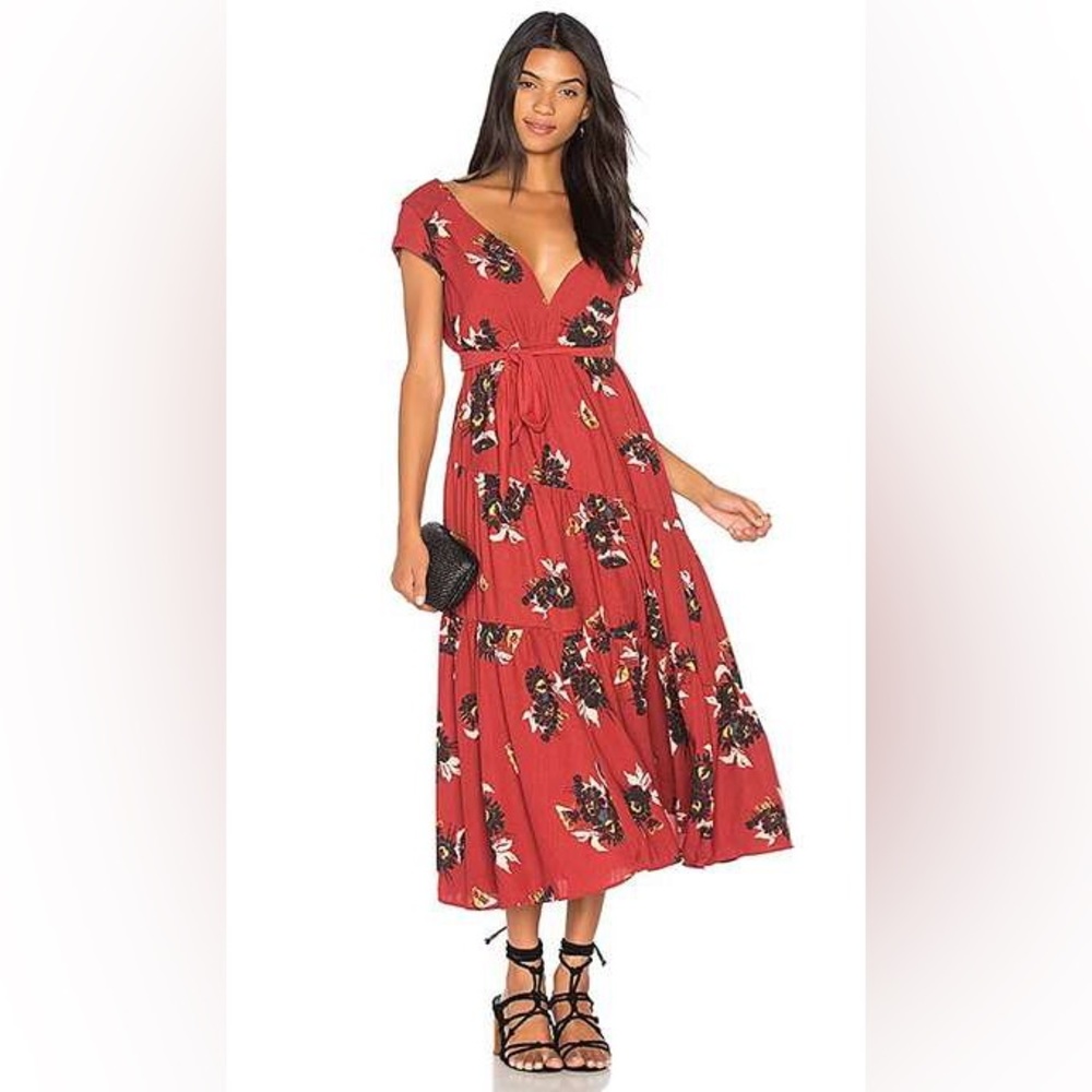 Free People size 12 All I Got printed maxi dress new without tags *flaw